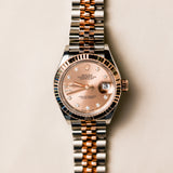 2023 Rolex Datejust 28 Rose Color Diamonds Dial Fluted Jubilee Two Tone Rose Gold