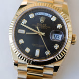 2022 Rolex Daydate 36 Dark Grey Diamonds Dial Yellow Gold