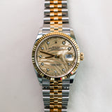 2023 Rolex Datejust 36 Diamonds Palm Dial Fluted Jubilee Two Tone Yellow Gold