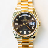 2022 Rolex Daydate 36 Dark Grey Diamonds Dial Yellow Gold