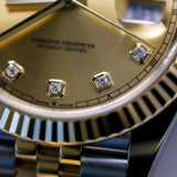 2024 Rolex Datejust 41 Champagne Diamonds Dial Fluted Jubilee Two Tone Yellow Gold