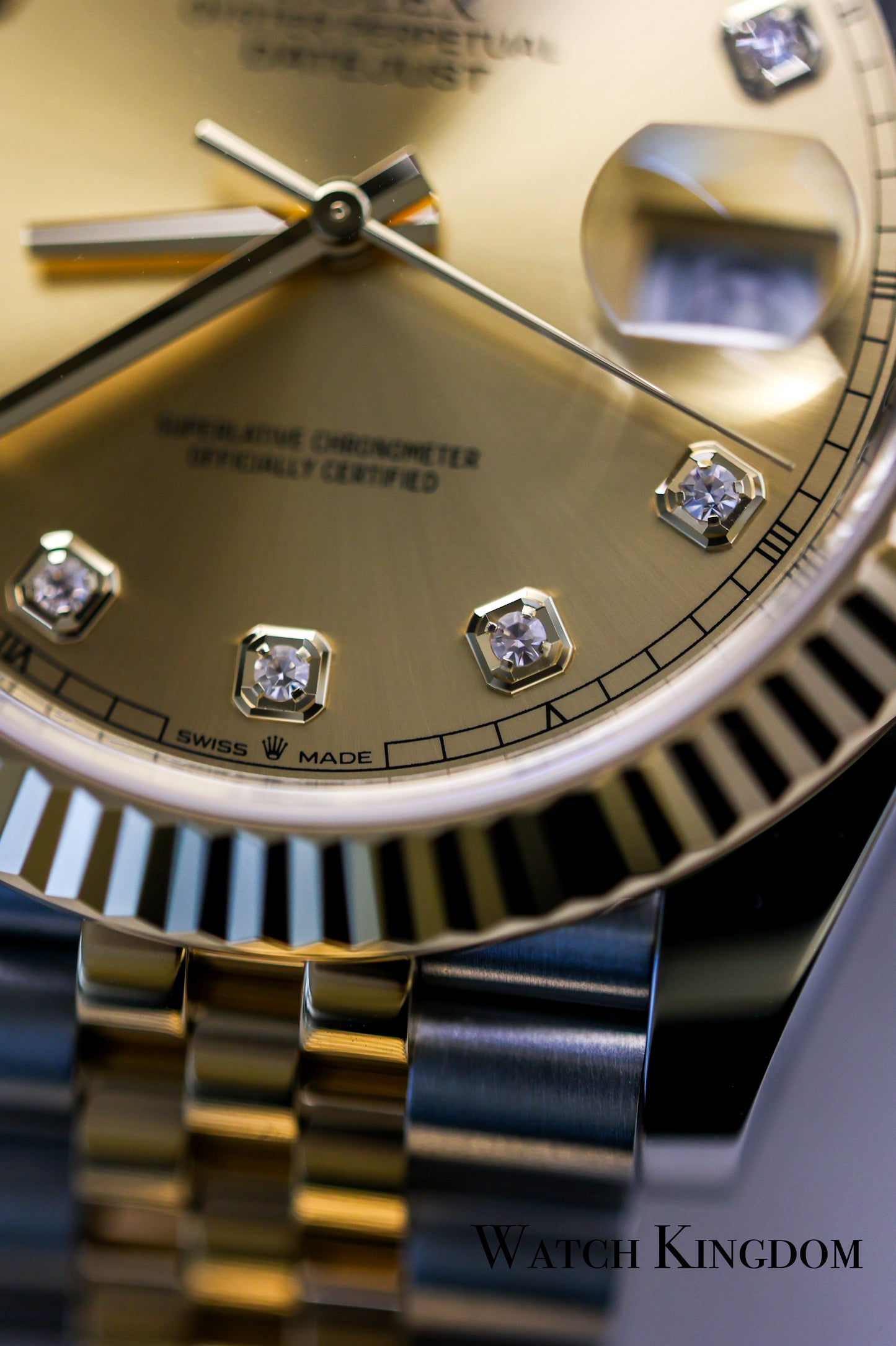 2023 Rolex Datejust 41 Champagne Diamonds Dial Fluted Jubilee Two Tone Yellow Gold