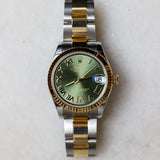 2023 Rolex Datejust 31 Green Dial Fluted Oyster Bracelet Two Tone YG