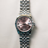 2023 Rolex Datejust 31 Pink Roman Numerals Diamonds Dial Fluted Jubilee