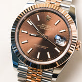 2023 Rolex Datejust 41 Chocolate Dial Fluted Jubilee Two Tone Rose Gold