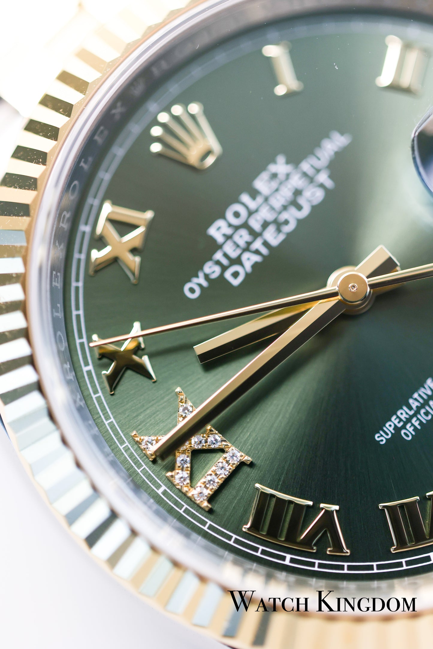 2023 Rolex Datejust 36 Green Dial Fluted Jubilee Two Tone Yellow Gold