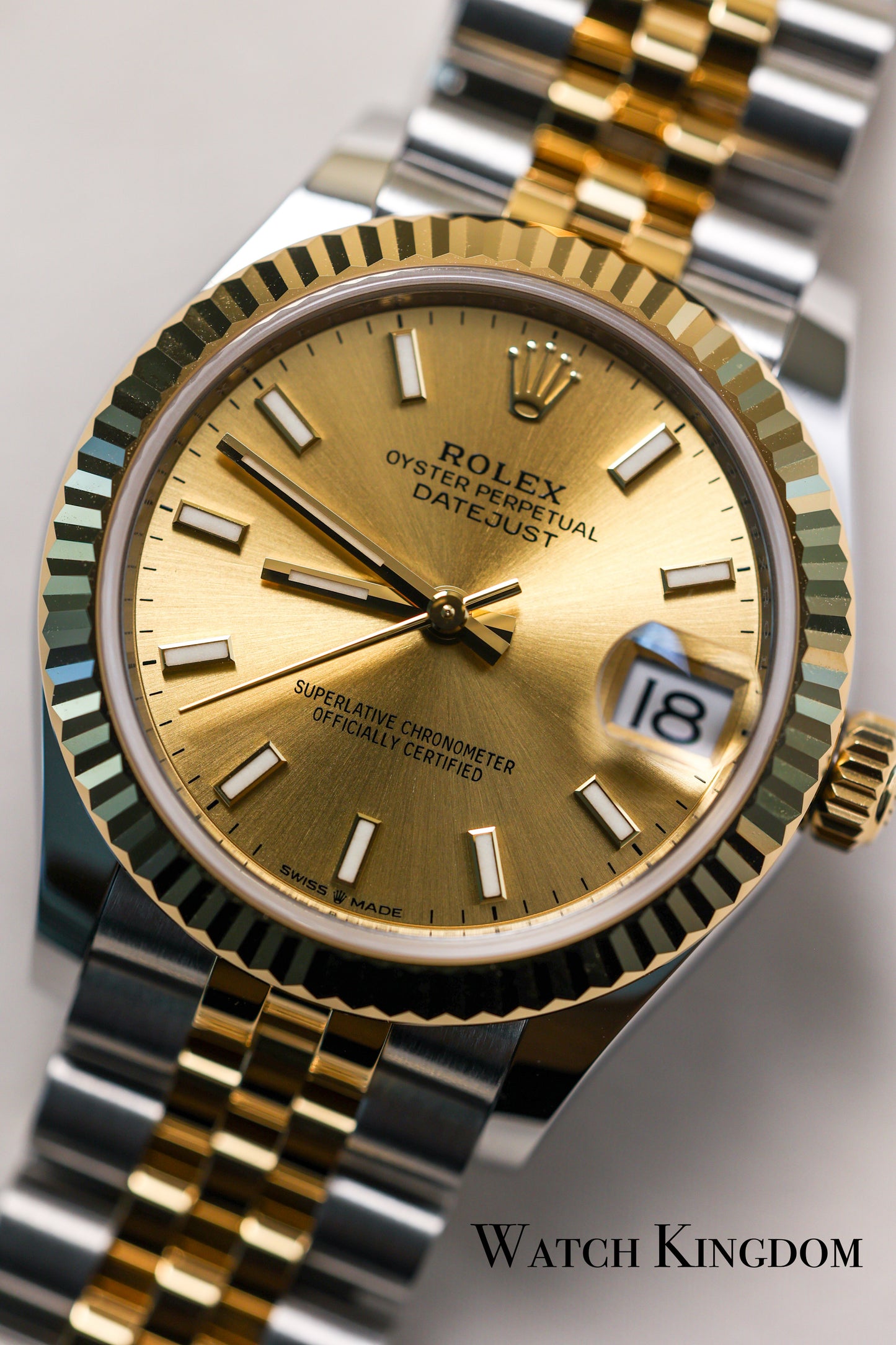 2023 Rolex Datejust 31 Champagne Dial Fluted Jubilee Two Tone Yellow Gold