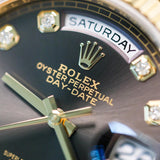 2023 Rolex Daydate 36 Dark Grey Diamonds Dial Yellow Gold
