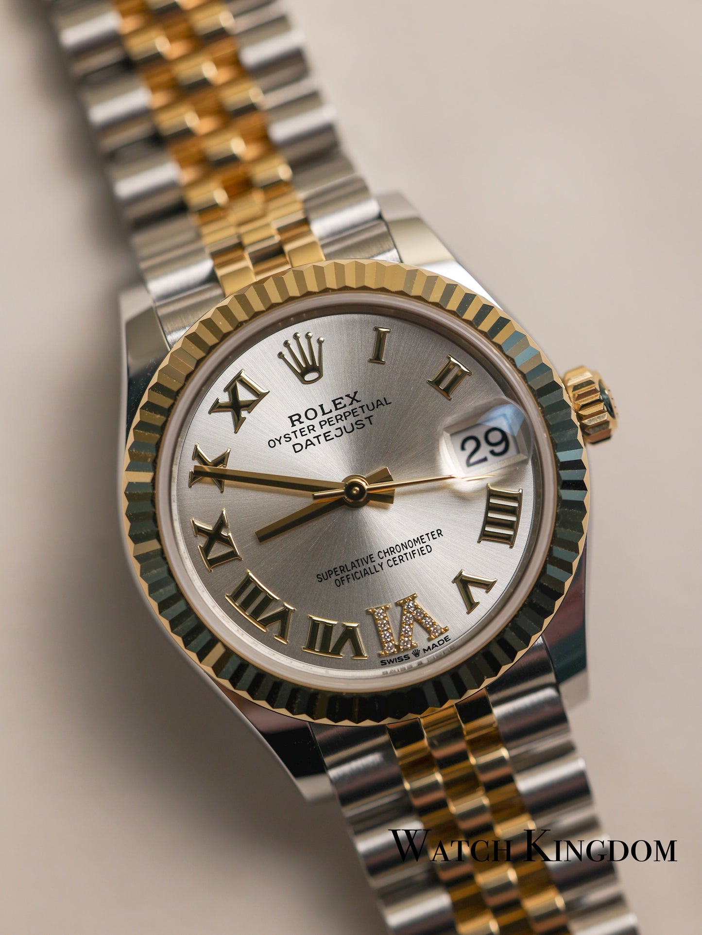 2023 Rolex Datejust 31 Silver Dial Two Tone Yellow Gold Fluted Jubilee