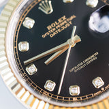 2022 Rolex Datejust 41 Black Diamonds Dial Fluted Jubilee Two Tone Yellow Gold