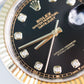 2022 Rolex Datejust 41 Black Diamonds Dial Fluted Jubilee Two Tone Yellow Gold