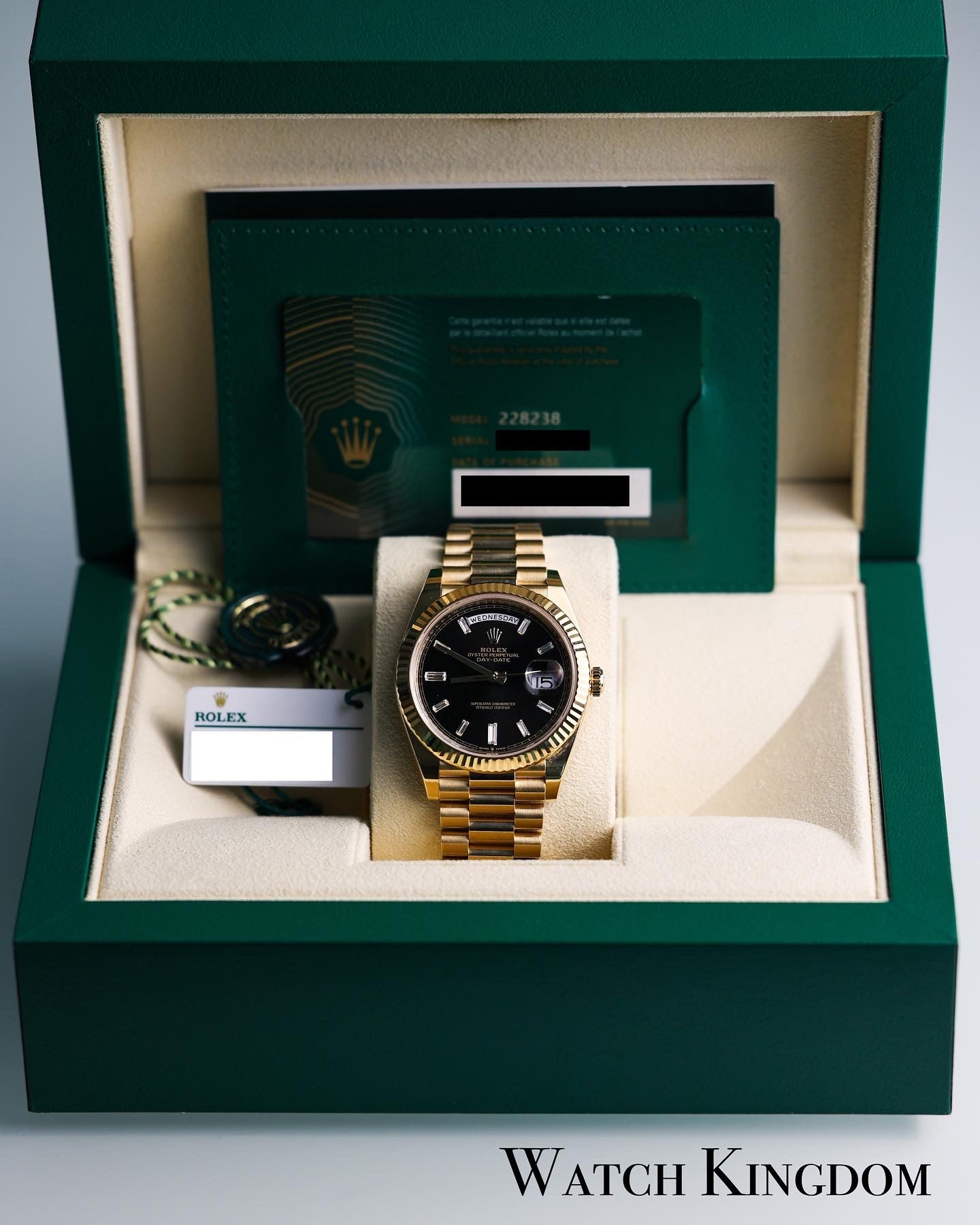 2023 Rolex Daydate 40 Black Diamonds Dial Yellow Gold