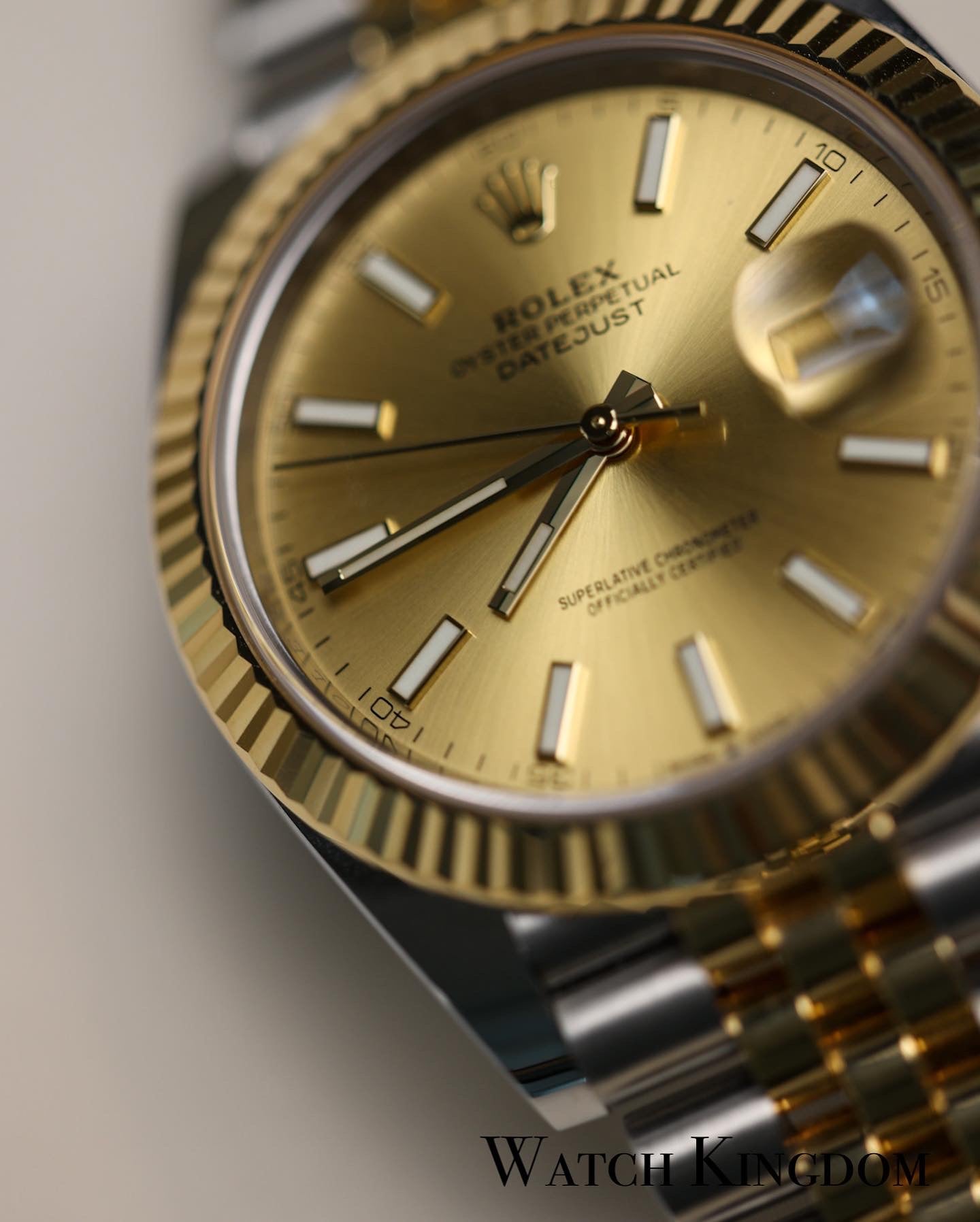 2022 Datejust 41 Fluted Jubilee Champagne Dial Index Two Tone Yellow Gold