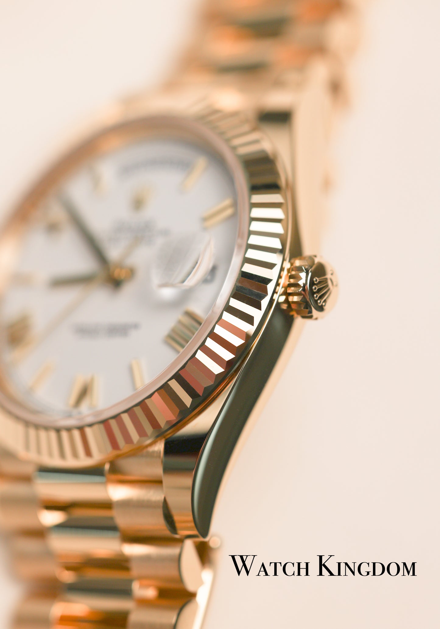 2022 Rolex Daydate 40 White Roman Numerals Fluted President Bracelet Yellow Gold