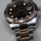 2022 Rolex Datejust 41 Chocolate Dial Diamonds Fluted Oyster Bracelet Two Tone Rose Gold