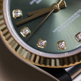 2023 Rolex Datejust 31 Olive-Green Diamonds Dial Fluted Jubilee Two Tone Yellow Gold