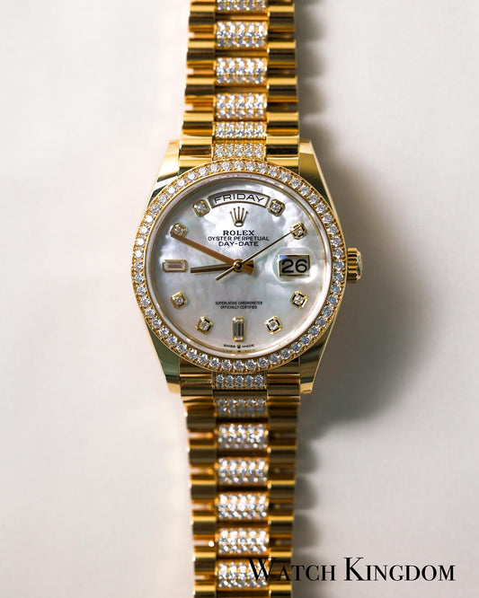 2022 Daydate 36 Mother Of Pearl Yellow Gold Factory Diamonds