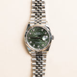2022 Rolex Datejust 36 Fluted Jubilee Olive Palm-Motif Diamonds Dial