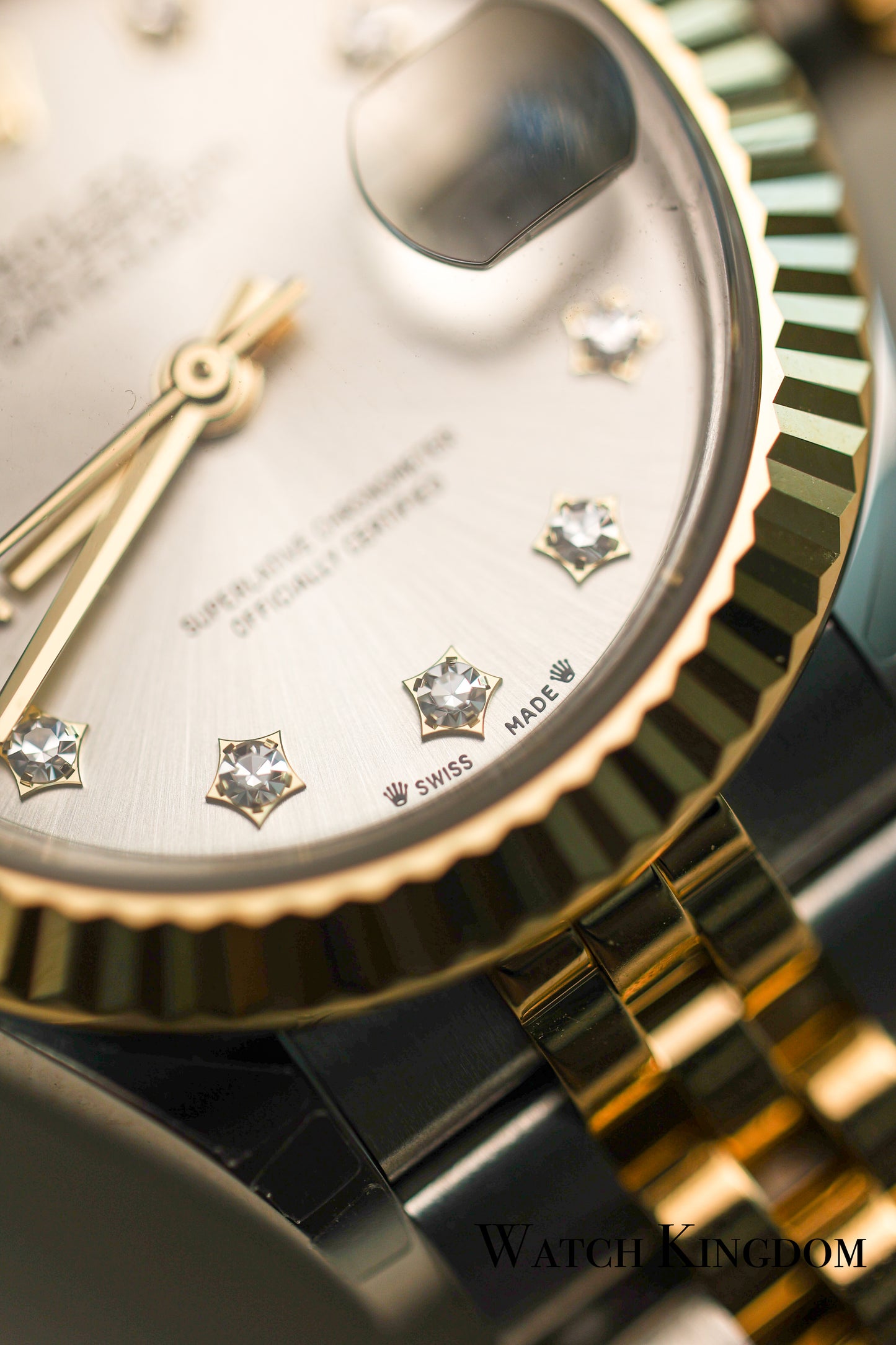 2022 Rolex Datejust 28 Silver With Diamonds Dial Fluted Jubilee Two Tone Yellow Gold