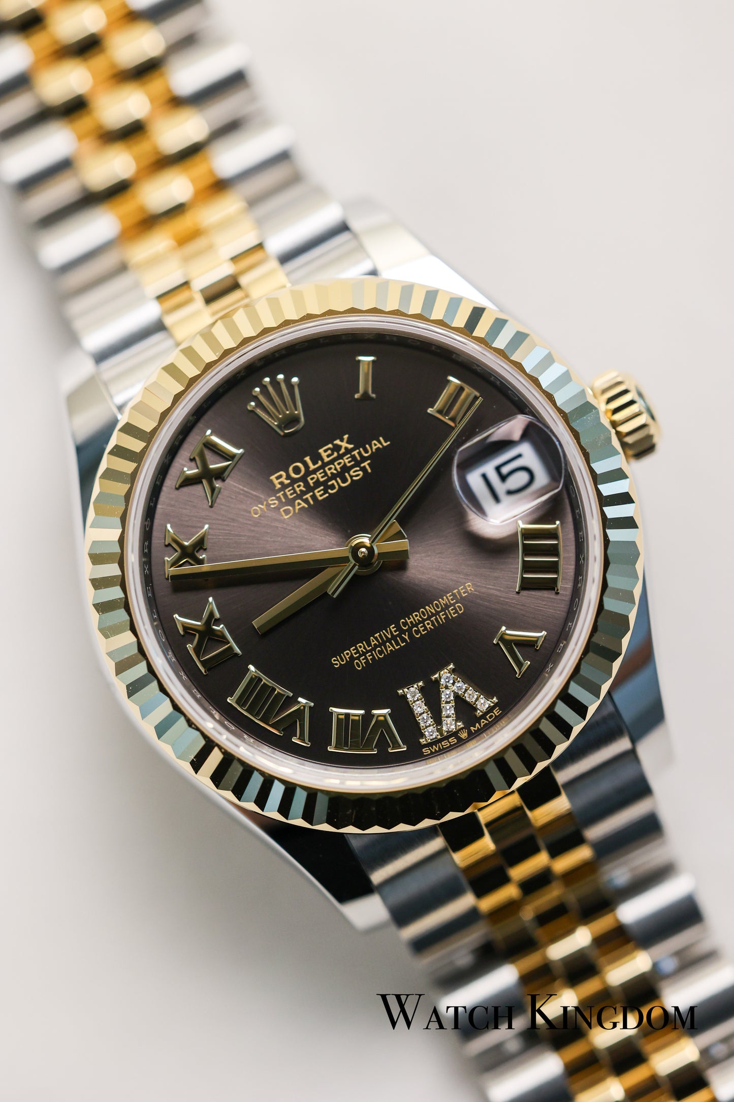 2023 Rolex Datejust 31 Dark Grey Dial Fluted Jubilee Two Tone Yellow Gold