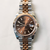 2022 Rolex Datejust 41 Chocolate Dial Fluted Jubilee Two Tone Rose Gold