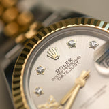 2022 Rolex Datejust 28 Silver With Diamonds Dial Fluted Jubilee Two Tone Yellow Gold