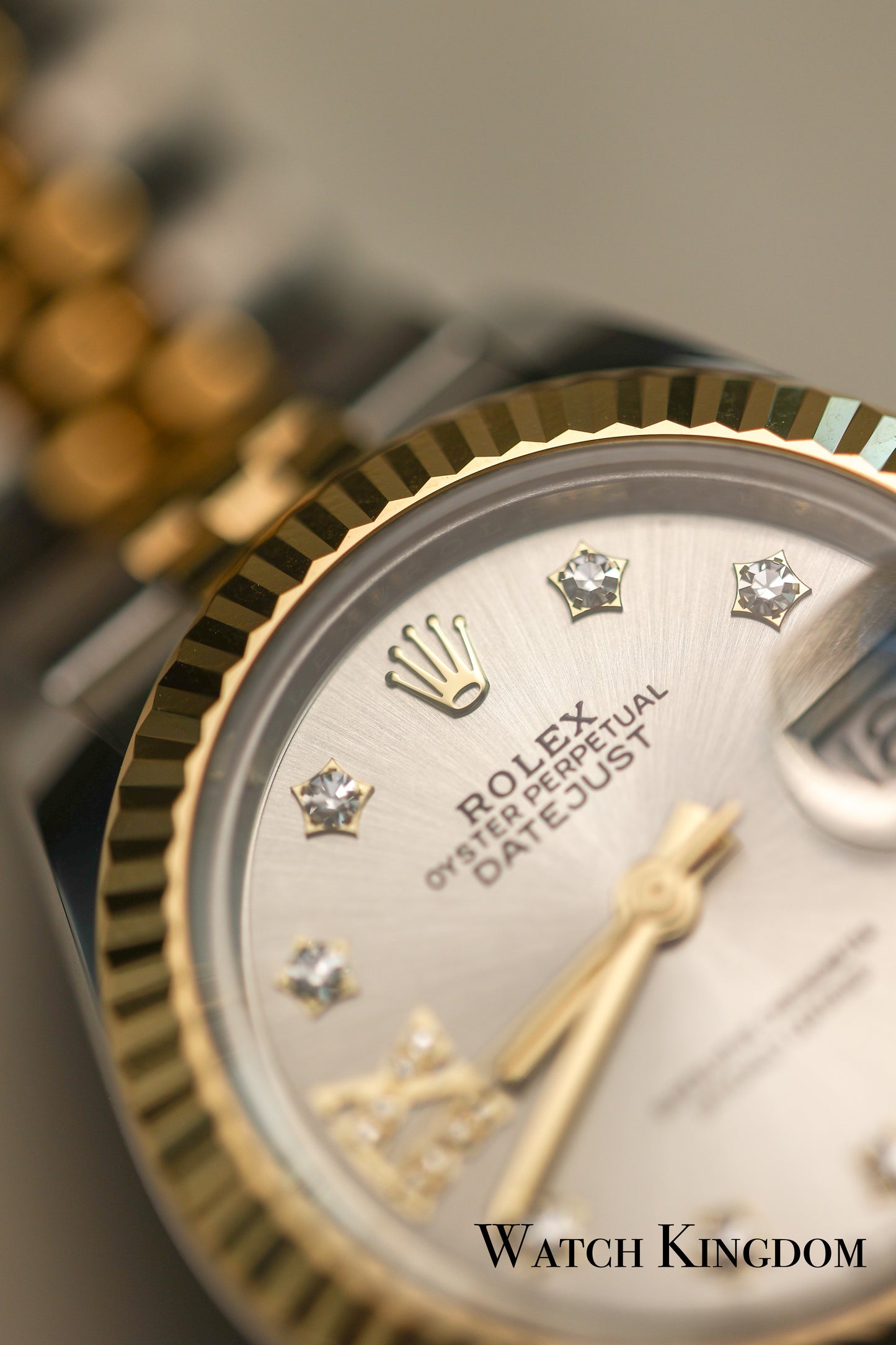 2022 Rolex Datejust 28 Silver With Diamonds Dial Fluted Jubilee Two Tone Yellow Gold
