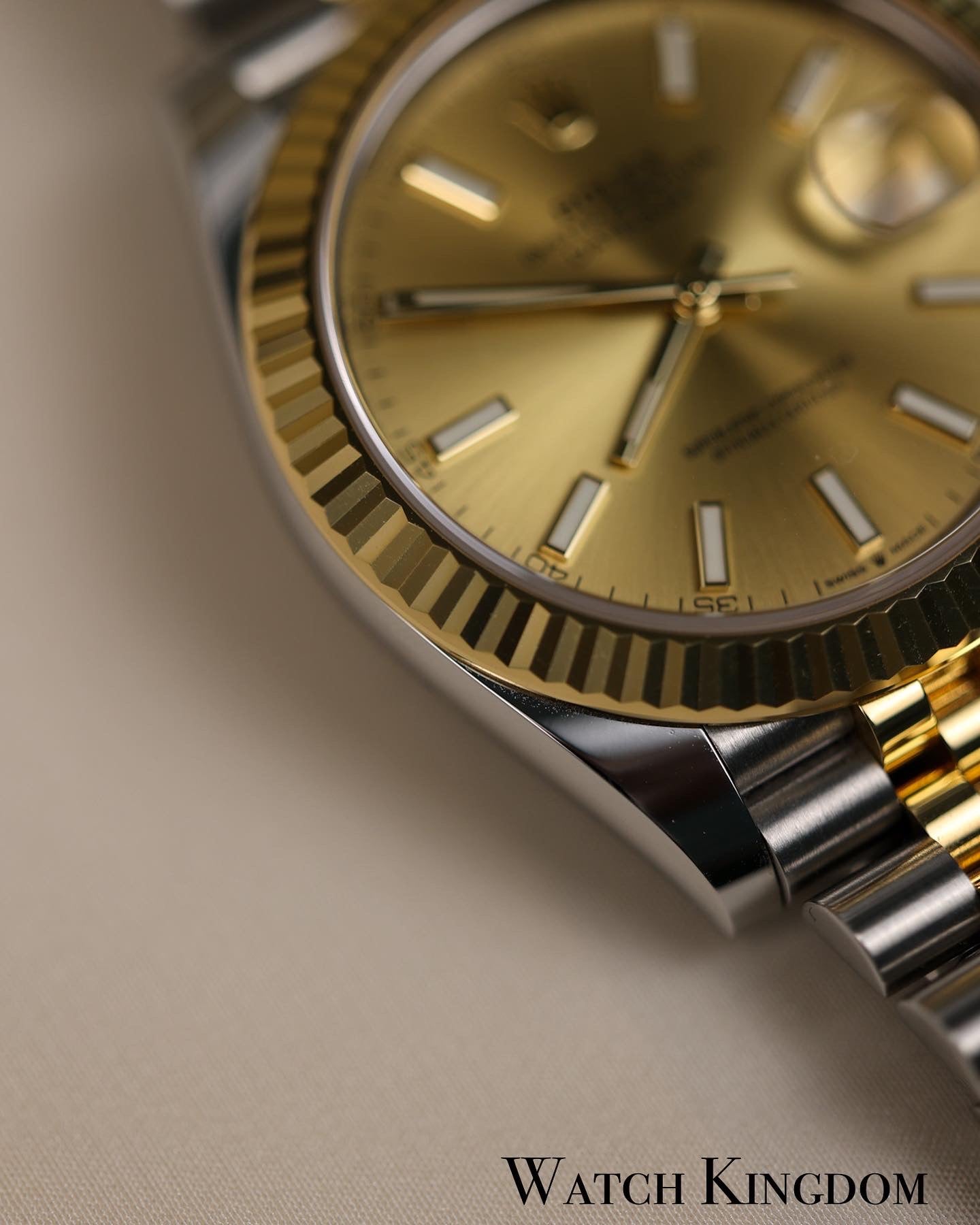 2022 Datejust 41 Fluted Jubilee Champagne Dial Index Two Tone Yellow Gold