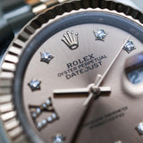 2022 Rolex Datejust 28 Rose-Colour Dial Fluted Jubilee Two Tone Rose Gold