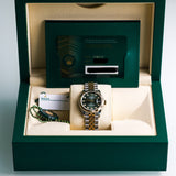 2023 Rolex Datejust 31 Olive-Green Diamonds Dial Fluted Jubilee Two Tone Yellow Gold