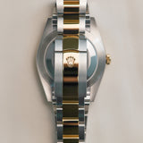 2022 Rolex Datejust 41 Black Diamonds Dial Fluted Oyster Bracelet Two Tone Yellow Gold