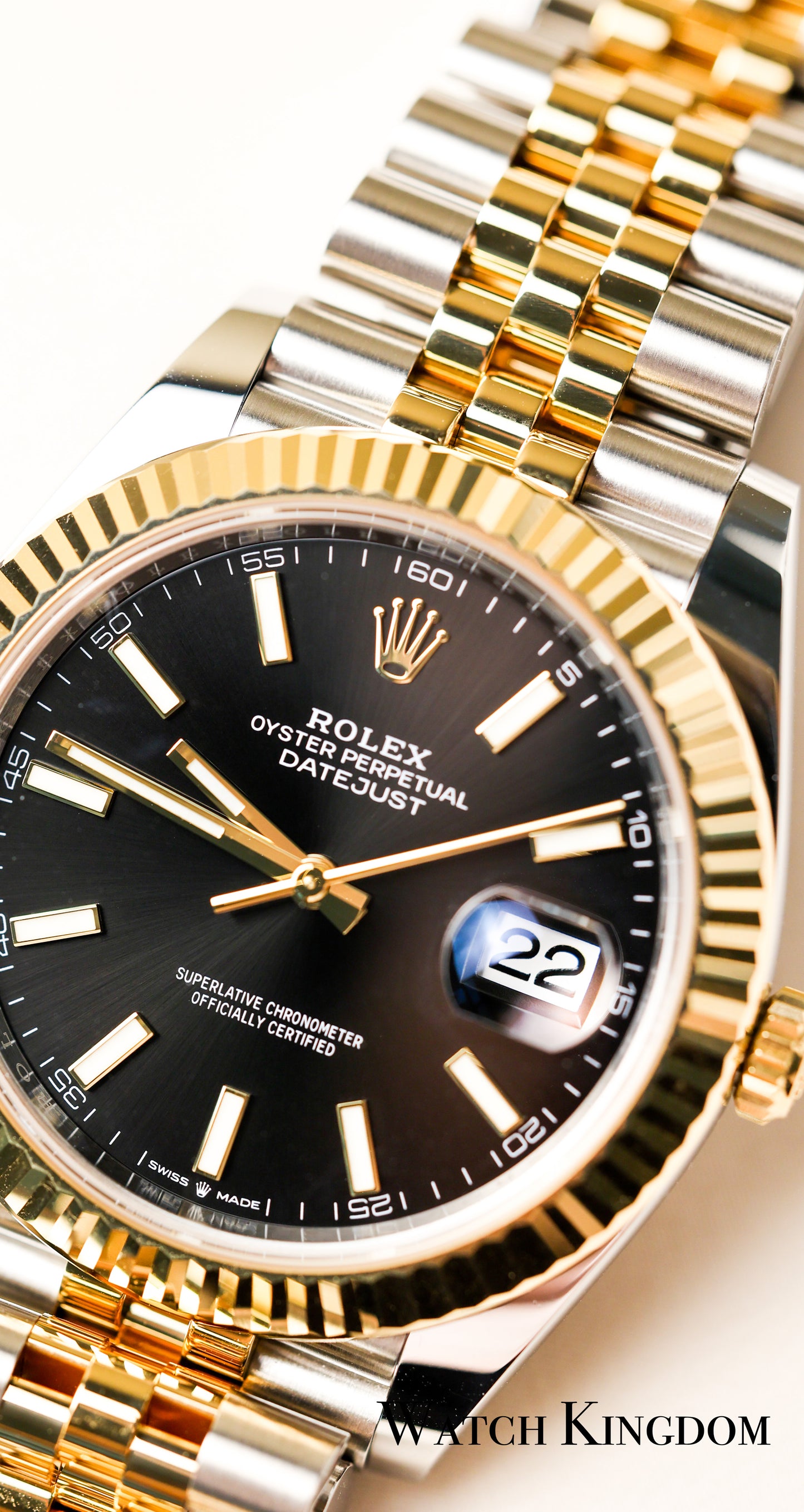 2023 Rolex Datejust 41 Black Dial Fluted Jubilee Two Tone Yellow Gold