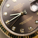 2022 Rolex Datejust 31 Dark Grey Diamonds Dial Fluted Jubilee Two Tone Yellow Gold