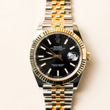 2023 Rolex Datejust 41 Black Dial Fluted Jubilee Two Tone Yellow Gold