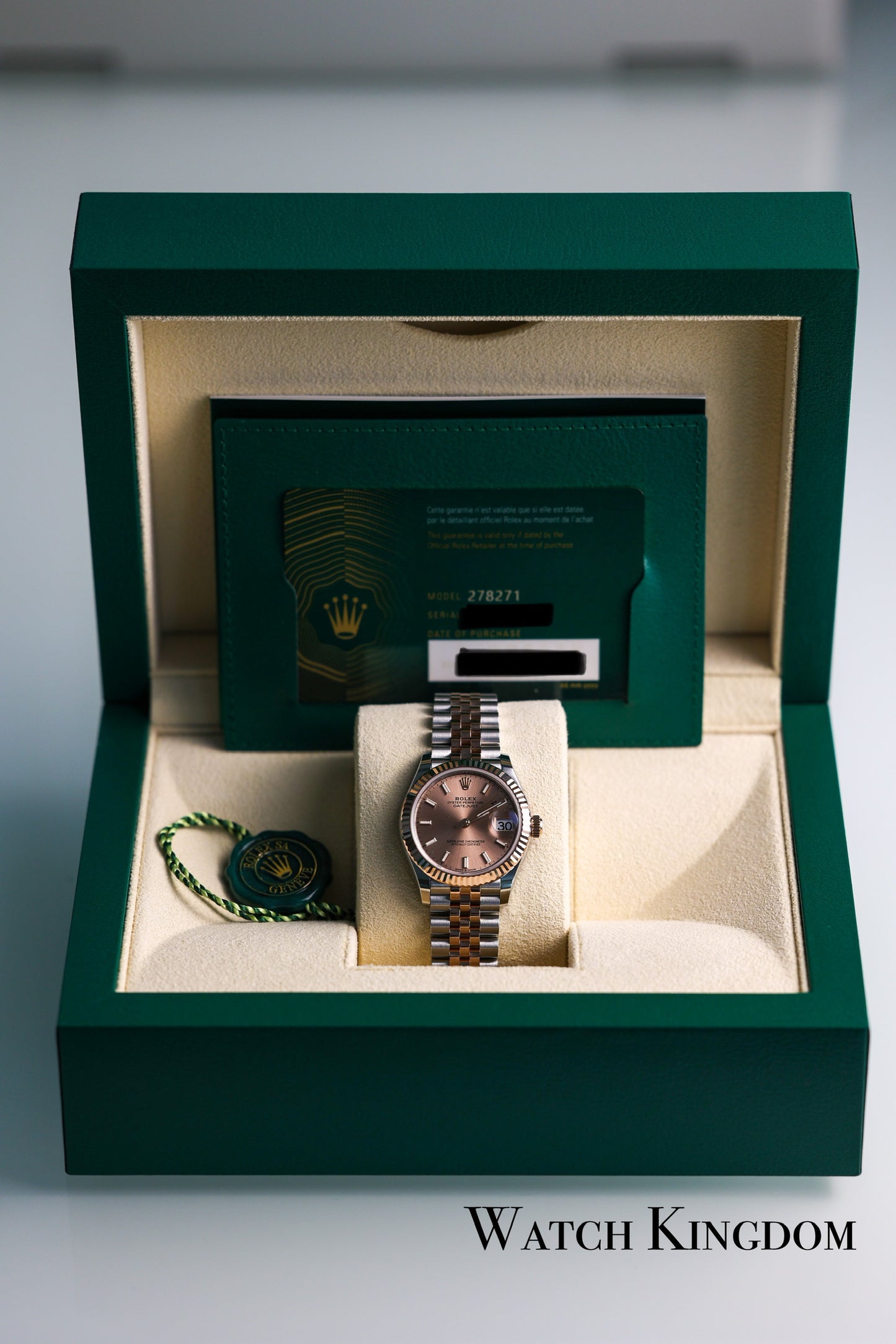 2023 Rolex Datejust 31 Rose-Color Dial Fluted Jubilee Two Tone Rose Gold