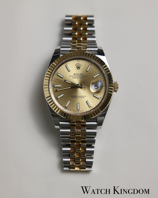2022 Datejust 41 Fluted Jubilee Champagne Dial Index Two Tone Yellow Gold