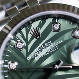2022 Rolex Datejust 36 Fluted Jubilee Olive Palm-Motif Diamonds Dial