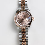 2022 Rolex Datejust 28 Rose-Colour Dial Fluted Jubilee Two Tone Rose Gold