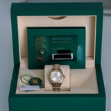 2022 Rolex Datejust 28 Silver With Diamonds Dial Fluted Jubilee Two Tone Yellow Gold