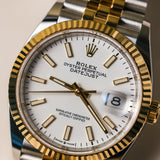 2023 Rolex Datejust 36 White Dial Fluted Jubilee Two Tone Yellow Gold